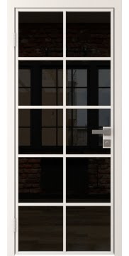 Дверь межкомнатная, 4AG (алюминиевая белая, триплекс черный)