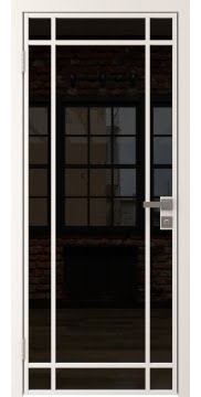 Дверь межкомнатная, 5AG (алюминиевая белая, триплекс черный)