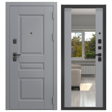 Входная дверь FORT-150/71M (графит муар / шагрень серая, зеркало)