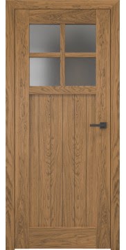 Шпонированная дверь в стиле Loft, каркас из массива сосны, RL004 (шпон дуб античный с патиной, остекленная)