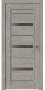 Межкомнатная дверь, RM011 (экошпон дымчатый дуб, стекло графит)