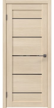 Дверь межкомнатная, RM050 (экошпон лиственница кремовая, с черным стеклом)