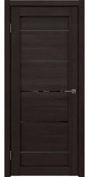 Дверь со вставками, RM050 (экошпон орех темный, с черным стеклом)