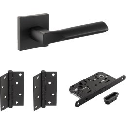 Дверная фурнитура. SHELF-S-559-BL-4BB (Комплект черный: дверная ручка ЦАМ, защелка, 2 петли)