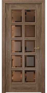 Дверь межкомнатная, SK017 (шпон американский орех, со стеклом)