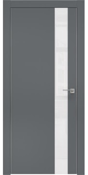 Дверь Лофт, ZM004 (экошпон графит, лакобель белый, алюминиевая кромка)