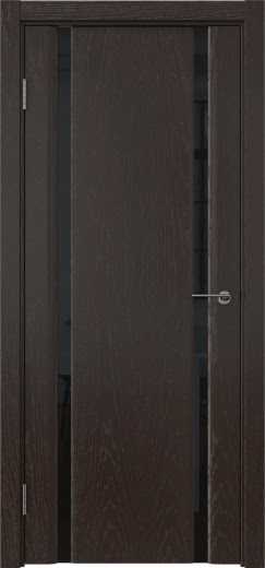Межкомнатная дверь GM016 (шпон ясень темный, триплекс черный)