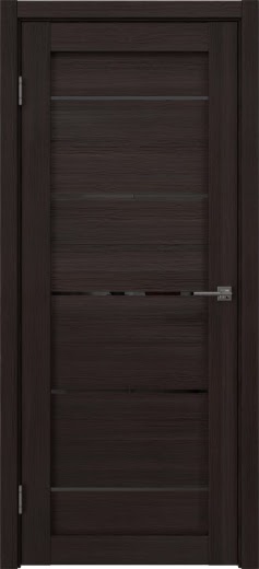 Межкомнатная дверь RM050 (экошпон орех темный рифленый, лакобель черный)