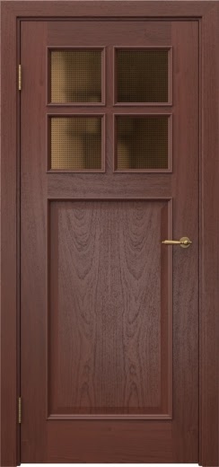 Межкомнатная дверь SL004 (шпон красное дерево, стекло бронзовое кризет)