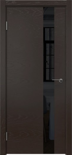 Межкомнатная дверь ZM012 (шпон ясень темный, лакобель черный)