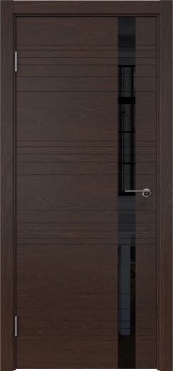 Межкомнатная дверь ZM014 (шпон дуб коньяк, лакобель черный)