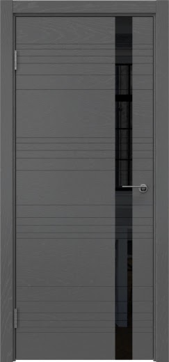 Межкомнатная дверь ZM014 (шпон ясень серый, лакобель черный)