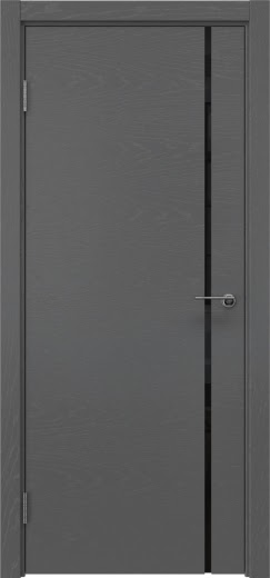 Межкомнатная дверь ZM016 (шпон ясень серый, триплекс черный)