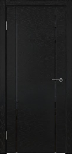 Межкомнатная дверь ZM017 (шпон ясень черный, триплекс черный)