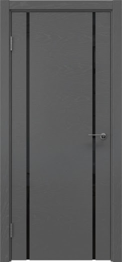 Межкомнатная дверь ZM017 (шпон ясень серый, триплекс черный)