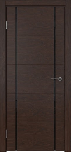 Межкомнатная дверь ZM020 (шпон дуб коньяк, триплекс черный)