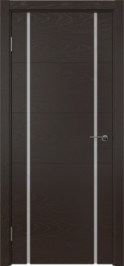 Межкомнатная дверь ZM020 (шпон ясень темный, триплекс белый)