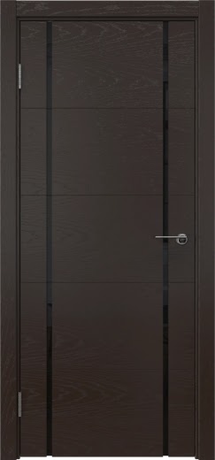 Межкомнатная дверь ZM020 (шпон ясень темный, триплекс черный)