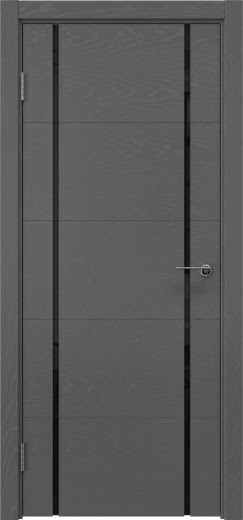 Межкомнатная дверь ZM020 (шпон ясень серый, триплекс черный)