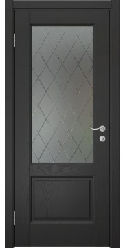 Межкомнатная дверь FK002 (шпон ясень черный, стекло: сатинат ромб) — 6235