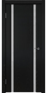 Межкомнатная дверь GM016 (шпон ясень черный, триплекс белый) — 5834