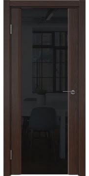 Межкомнатная дверь GM017 (шпон дуб коньяк, триплекс черный) — 5600