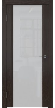 Межкомнатная дверь GM017 (шпон ясень темный, триплекс белый) — 5607