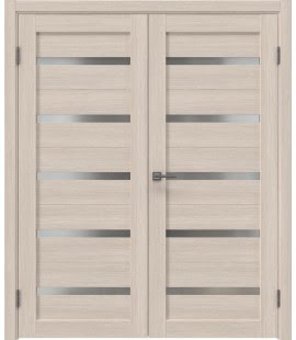 Распашная двустворчатая дверь 600x2000, RM020 (экошпон капучино, матовое стекло)