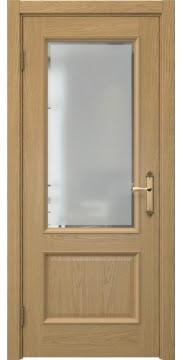 Межкомнатная дверь SK002 (натуральный шпон дуба, стекло с фацетом) — 5029
