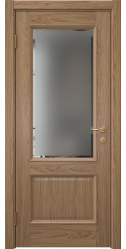 Межкомнатная дверь SK002 (шпон дуб светлый, стекло с фацетом) — 5903