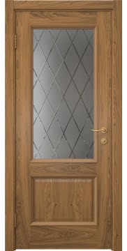 Межкомнатная дверь SK002 (шпон дуб античный с патиной, сатинат ромб) — 5908