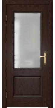 Межкомнатная дверь SK002 (шпон дуб коньяк, стекло с фацетом) — 5030