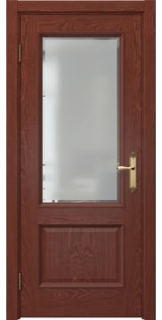 Межкомнатная дверь SK002 (шпон красное дерево, стекло с фацетом) — 5031