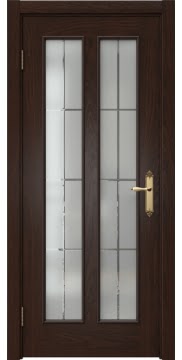 Межкомнатная дверь SK008 (шпон дуб коньяк, стекло решетка) — 5097