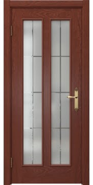 Межкомнатная дверь SK008 (шпон красное дерево, стекло решетка) — 5100