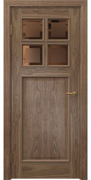Межкомнатная дверь SL004 (шпон американский орех, стекло бронзовое с фацетом) — 6113