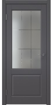 Межкомнатная дверь ZK011 (эмаль графит, стекло с гравировкой) — 7009
