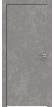 Гладкая дверь с каркасом из массива сосны и МДФ, ZM001 (экошпон бетон, алюминиевая кромка)