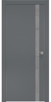 Дверь межкомнатная, ZM007 (экошпон графит, лакобель серый, алюминиевая кромка)
