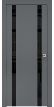 Дверь межкомнатная, ZM008 (экошпон графит, лакобель черный, алюминиевая кромка)