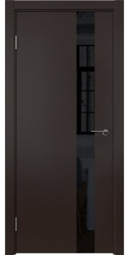 Дверь с каркасом из массива сосны и МДФ, ZM012 (венге с черным стеклом)