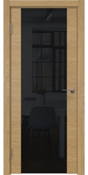 Межкомнатная дверь ZM018 (натуральный шпон дуба, триплекс черный) — 5454